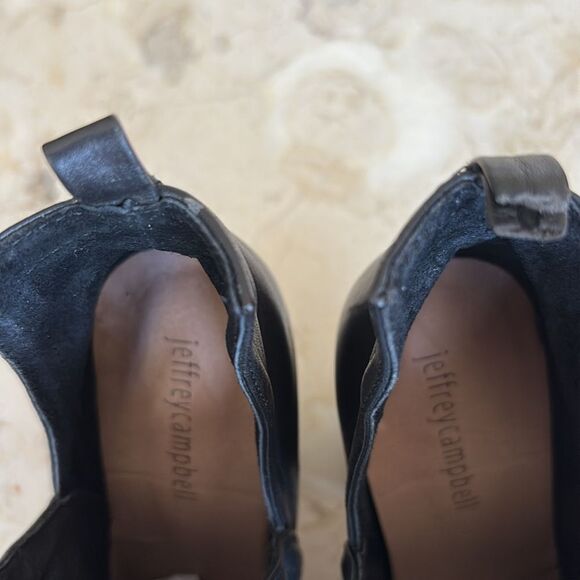 Jeffrey Campbell Who's Next Block Heel Cut Out Sides Leather Ankle Boots - Picture 13 of 14